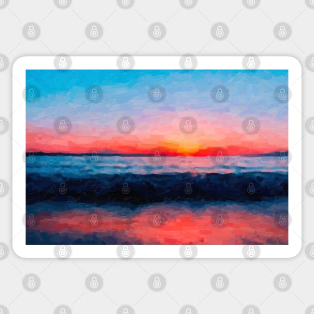 Orange Sunset Over Water Abstract Sticker by jillnightingale